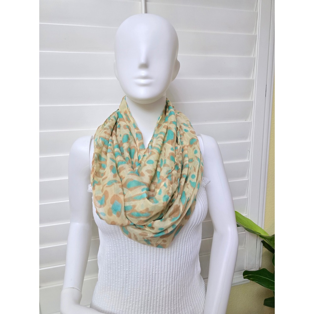 Cream Printed Y2K 90s Light Infinity Scarf OSFM - Picture 3 of 3